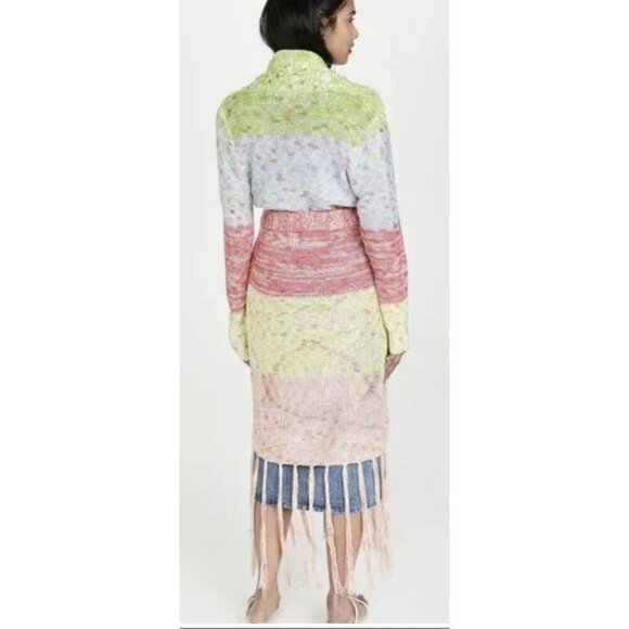 525 Fringe Space Dye Long Colorful Cardigan Color Block Sweater NWT - Picture 3 of 8
